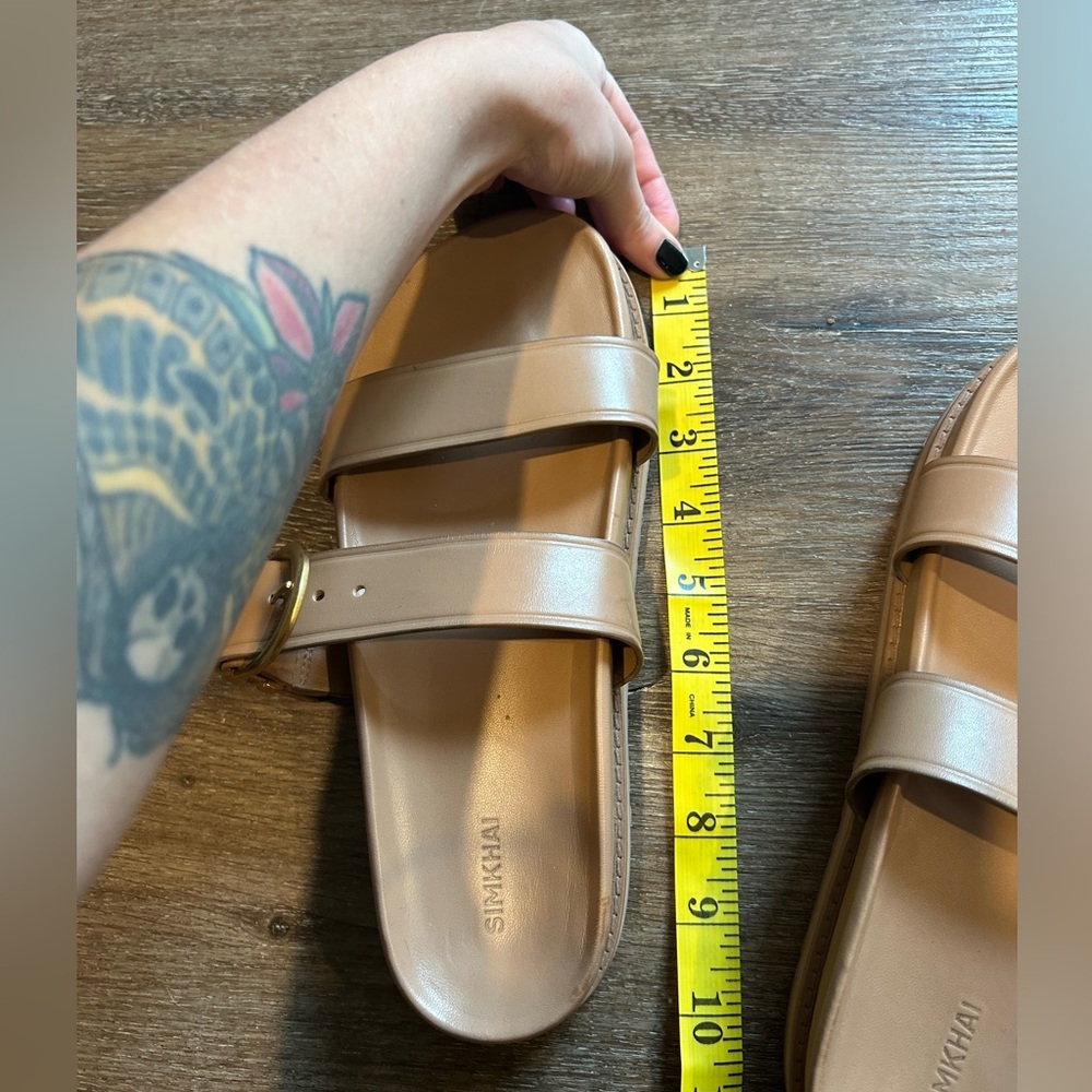 Tan Double Strap Slide Sandals